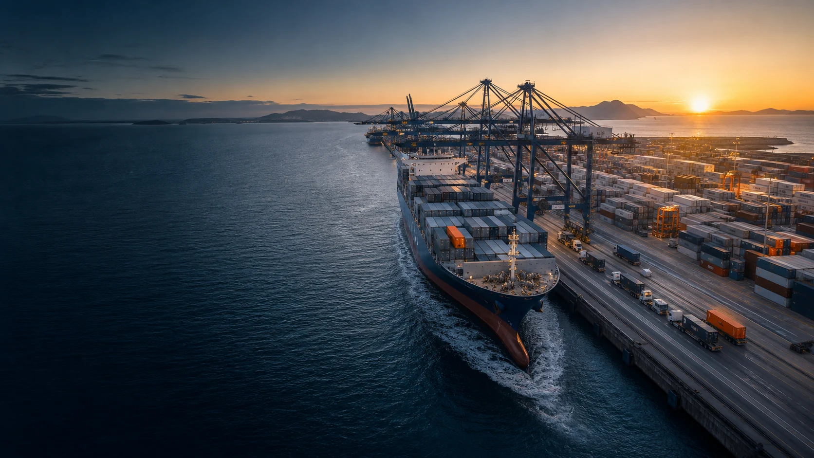 Navio, terminal e transporte terrestre conectados em uma operação completa